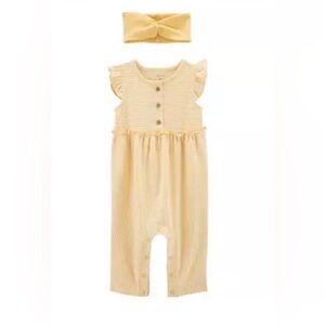 Carter's Yellow Jumpsuit with headband, 6 mo